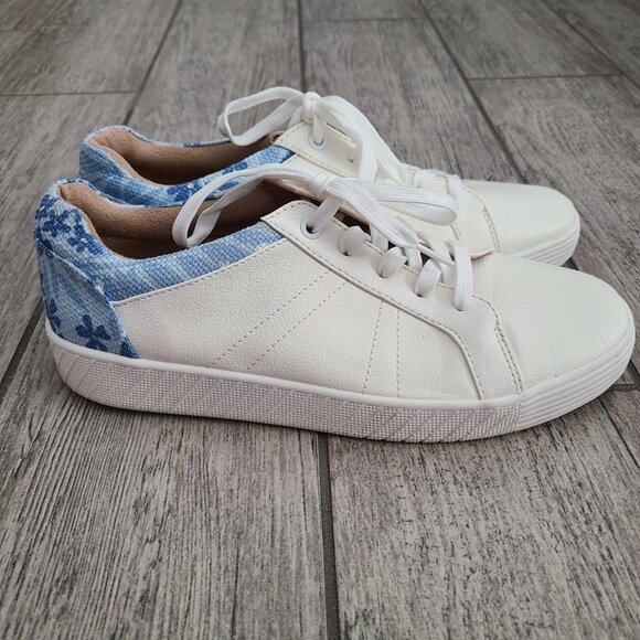 SOUL Naturalizer White Sneakers with Blue Floral Heel Women’s 9M - Picture 5 of 12